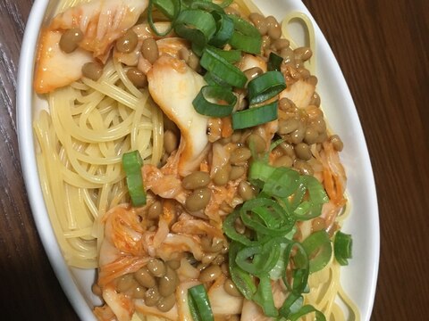 納豆キムチパスタ